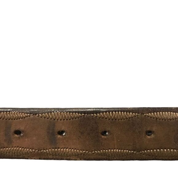 Brighton Leather Western Belt Size Small Brown and Silver - Picture 7 of 9